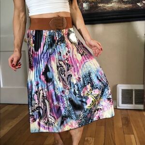 Colorful silky flowy built in belt skirt